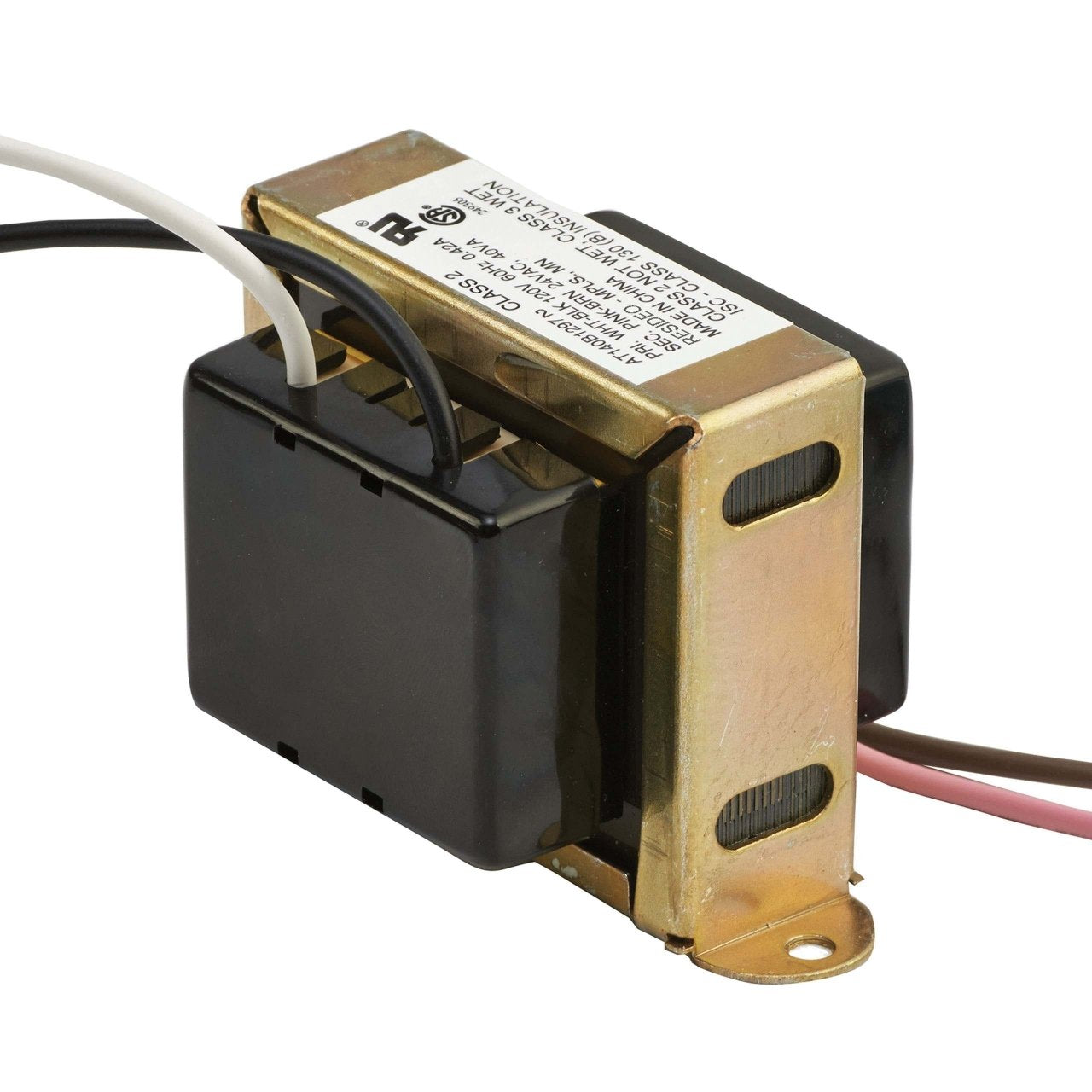 Resideo AT120B1028/U Foot Mounted 120 Vac Transformer with 9 in. Lead Wires and End Bells, AT120B1028