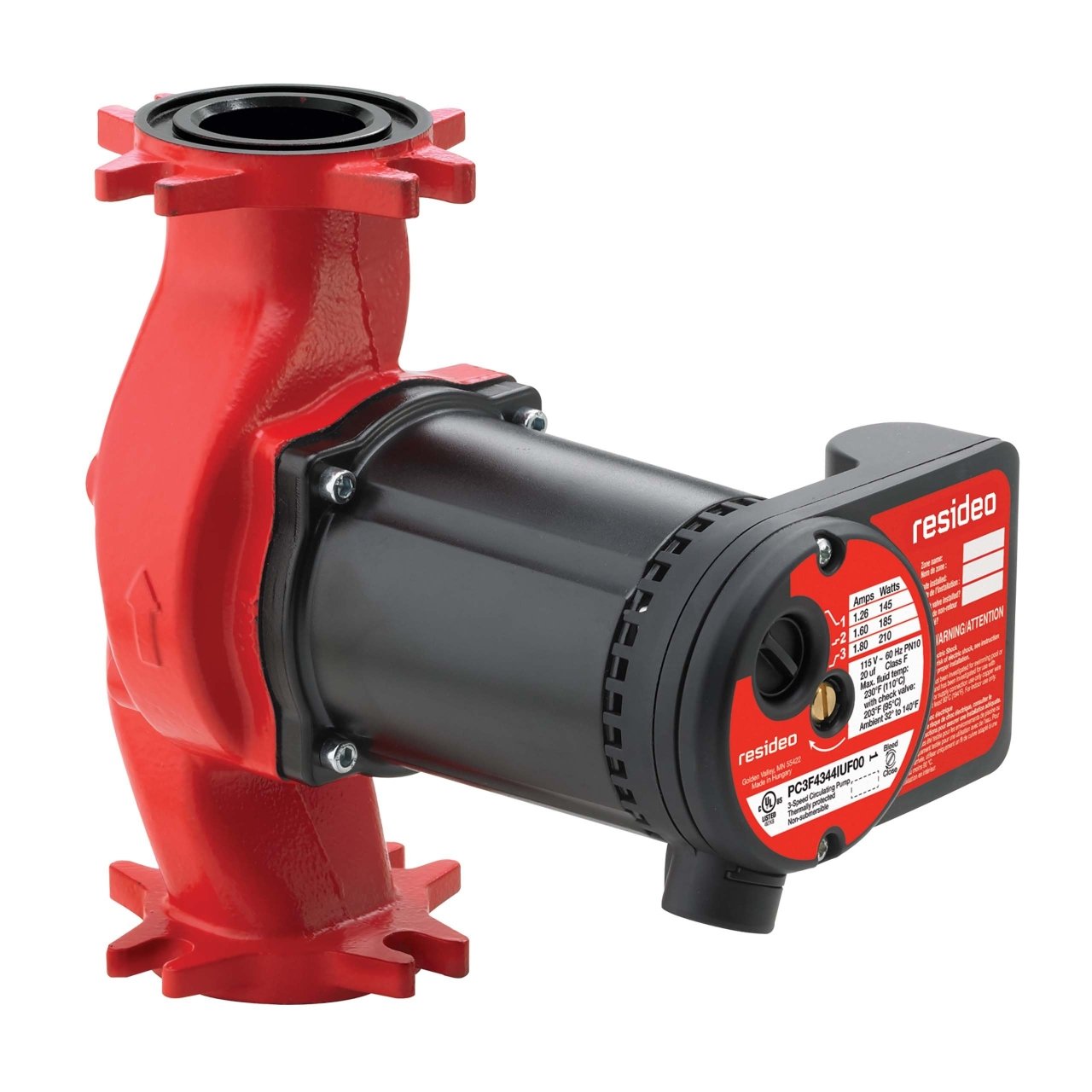 Resideo PC3F4344IUF00/U AquaPUMP Hydronic 3-Speed Circulator Pump, 45 GPM, PC3F4344IUF00