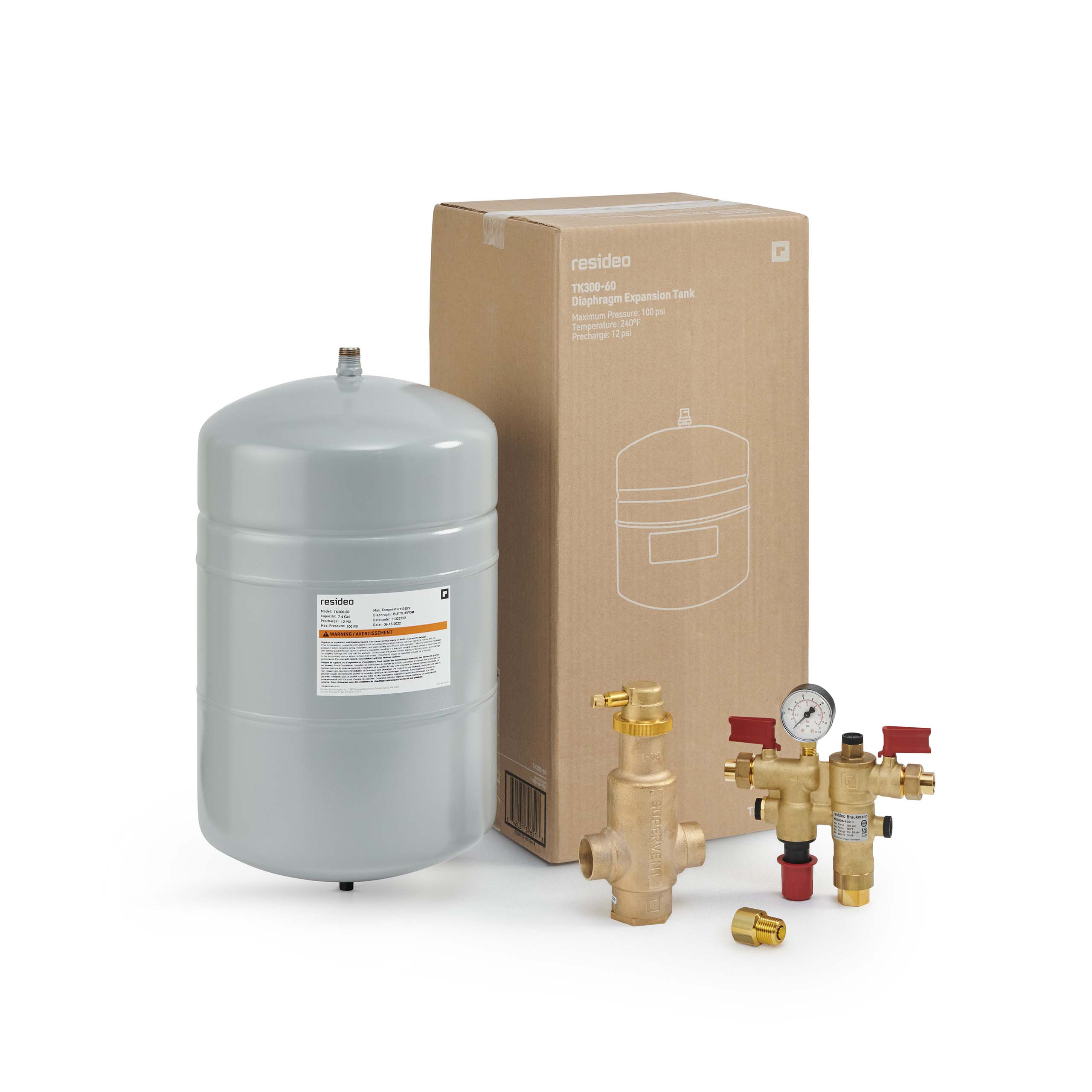 Resideo TK60PV150SNK/U TK60 Boiler Trim Kit w/ 1-1/2" Sweat Air Eliminator & Double-Check Backflow Preventer, TK60PV150SNK