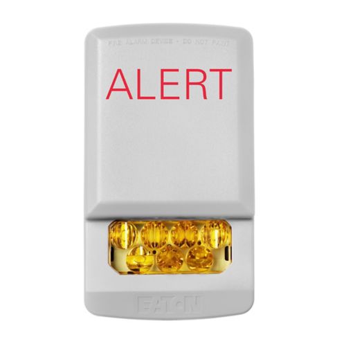 Eaton Wheelock Eluxa Strobe LED wall-mounted alert light in white, designed for visual signaling and safety applications.