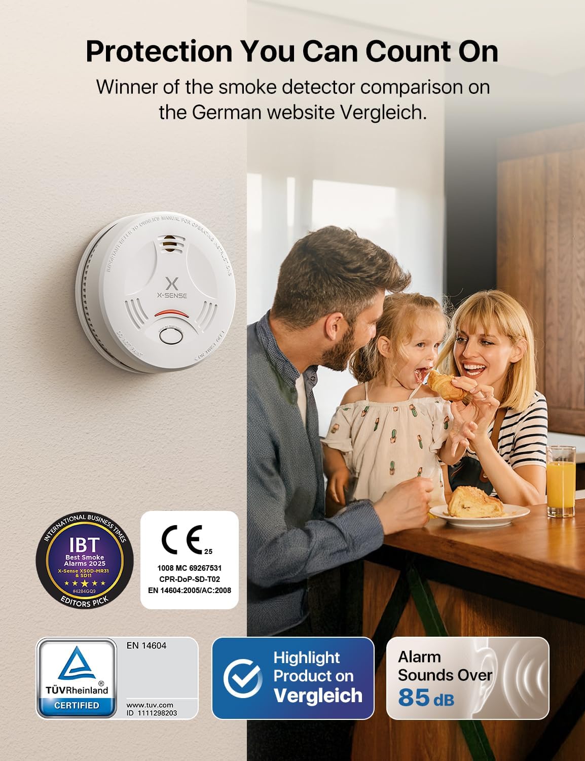 X-Sense SD11 Stand-Alone Audible and Visual Smoke Alarm
