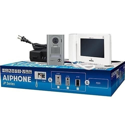Aiphone JPS-4AEDV JP Series 7" Touchscreen Surface Video Intercom Set, 3-Piece, Includes JP-DV, JP-4MED, PS-2420UL, Vandal Resistant