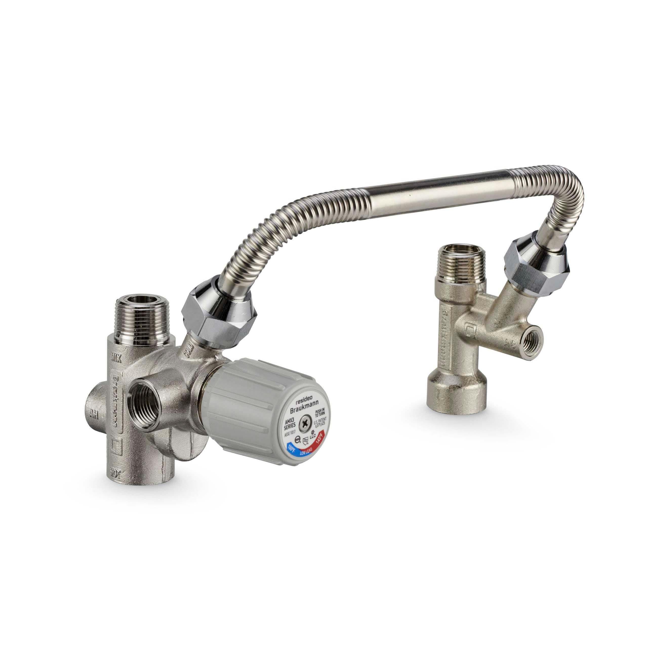 Resideo AMX300TLF/U Water Heater Kit - DirectConnect Valve, Tee, and 8 in Flex Connector LF