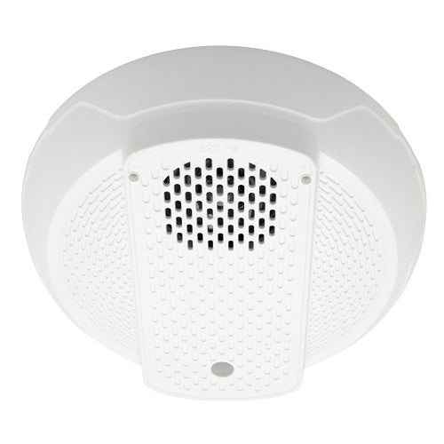 White ceiling mount System Sensor HCWL2-LF fire alarm sounder with low frequency design, suitable for fire detection systems.