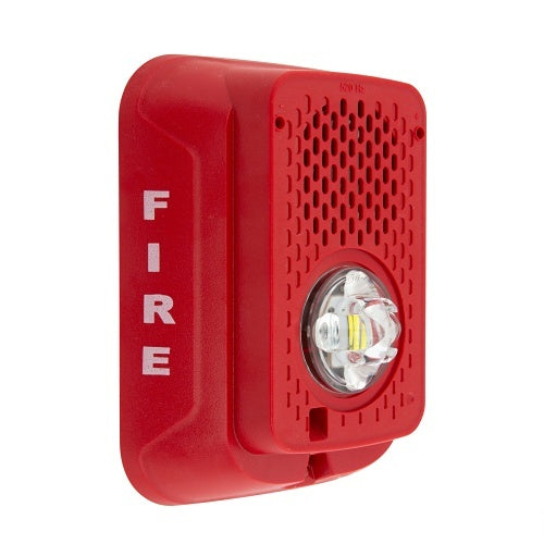 System Sensor P2RLED-LF wall mount low-frequency sounder strobe with bright LED light and durable housing.