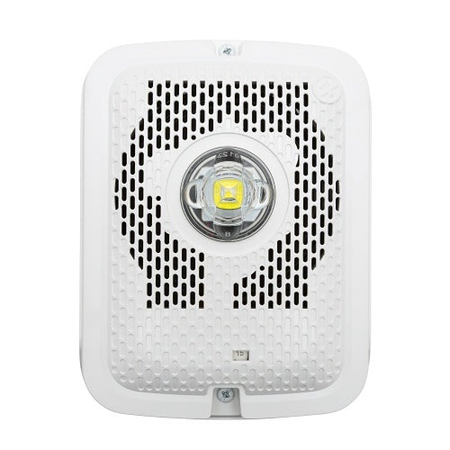 System Sensor SPSWKLED-CLR-ALERT outdoor wall-mounted speaker strobe LED alert with clear lens, ideal for emergency notifications.