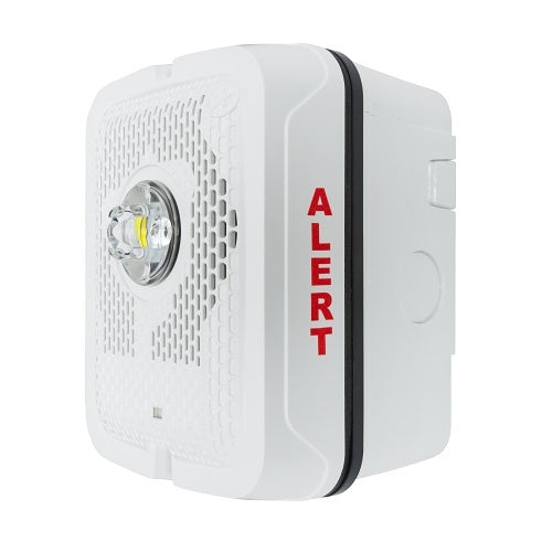 System Sensor SPSWKLED-CLR-ALERT outdoor wall-mounted speaker strobe with LED alert indicator in black finish
