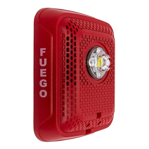 System Sensor SPSRLED-SP L-Series LED Speaker Strobe, "FUEGO" Text - The Fire Alarm Supplier