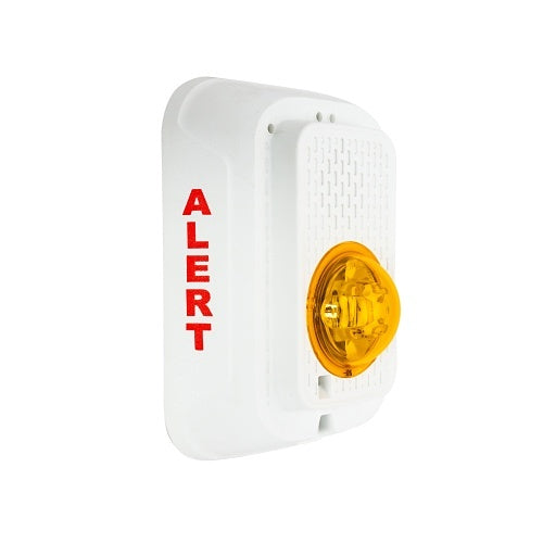 System Sensor SWLED-ALERT L-Series wall-mount strobe light with clear lens and mounting bracket for visual alarm signaling.