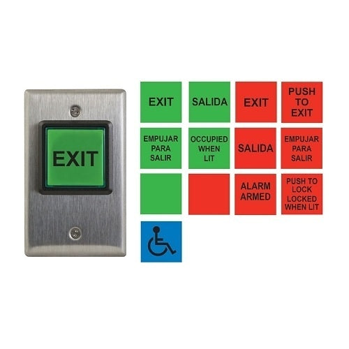 Mircom CM-30E REX Illuminated Green Button, PUSH to EXIT - image 2