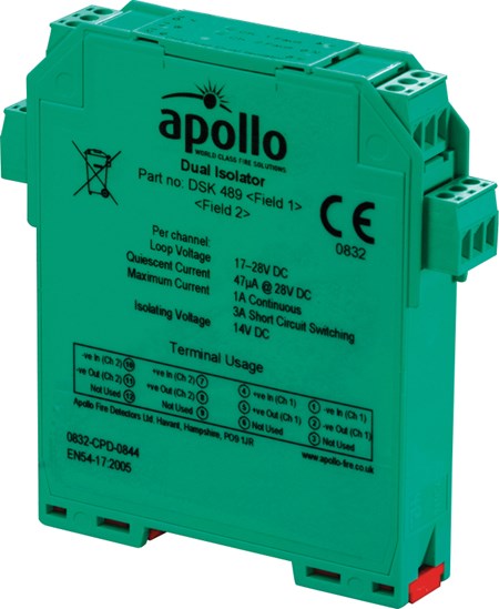 Apollo 55000-802APO XP95 DIN-Rail Isolator - Dual Channel