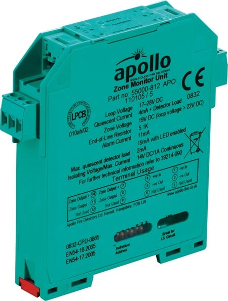 Apollo 55000-812APO XP95 DIN-Rail Zone Monitor Module - Isolating
