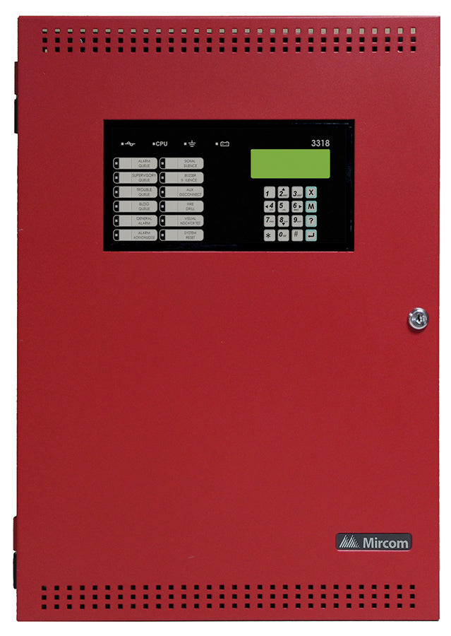 Mircom FX-400R Addressable Fire Alarm Control Unit with 1 Addressable Loop for MGC Devices 4000 Series. Features 4 NAC Circuits, Event Display