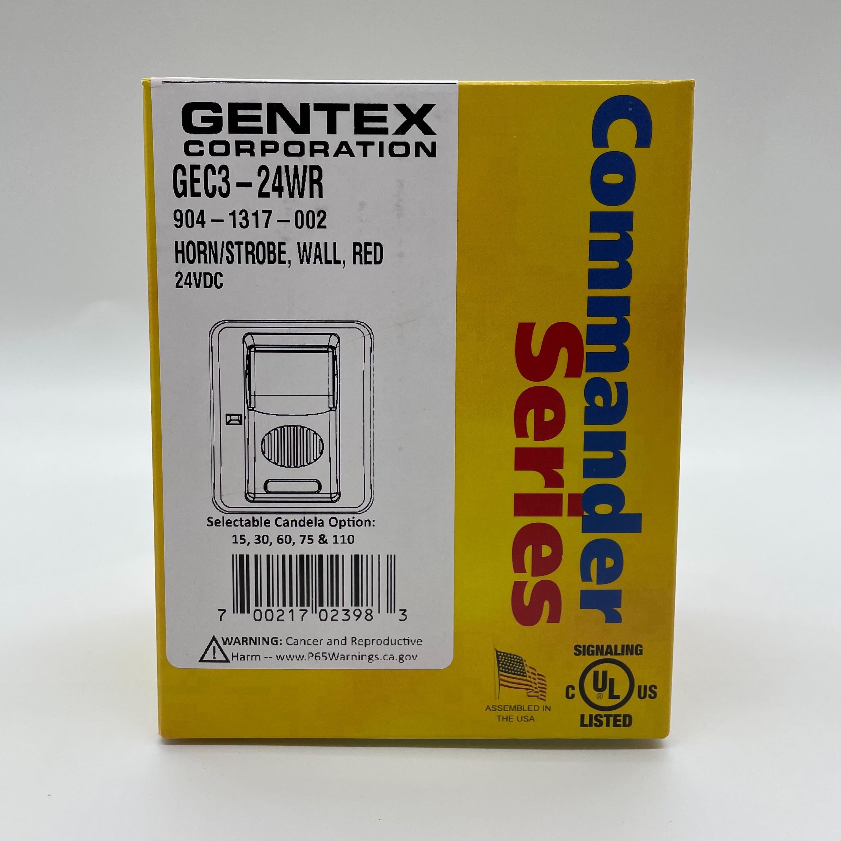 Gentex GEC3-24WR 24VDC Selectable Candela Low Profile Evacuation Horn Strobe - The Fire Alarm Supplier