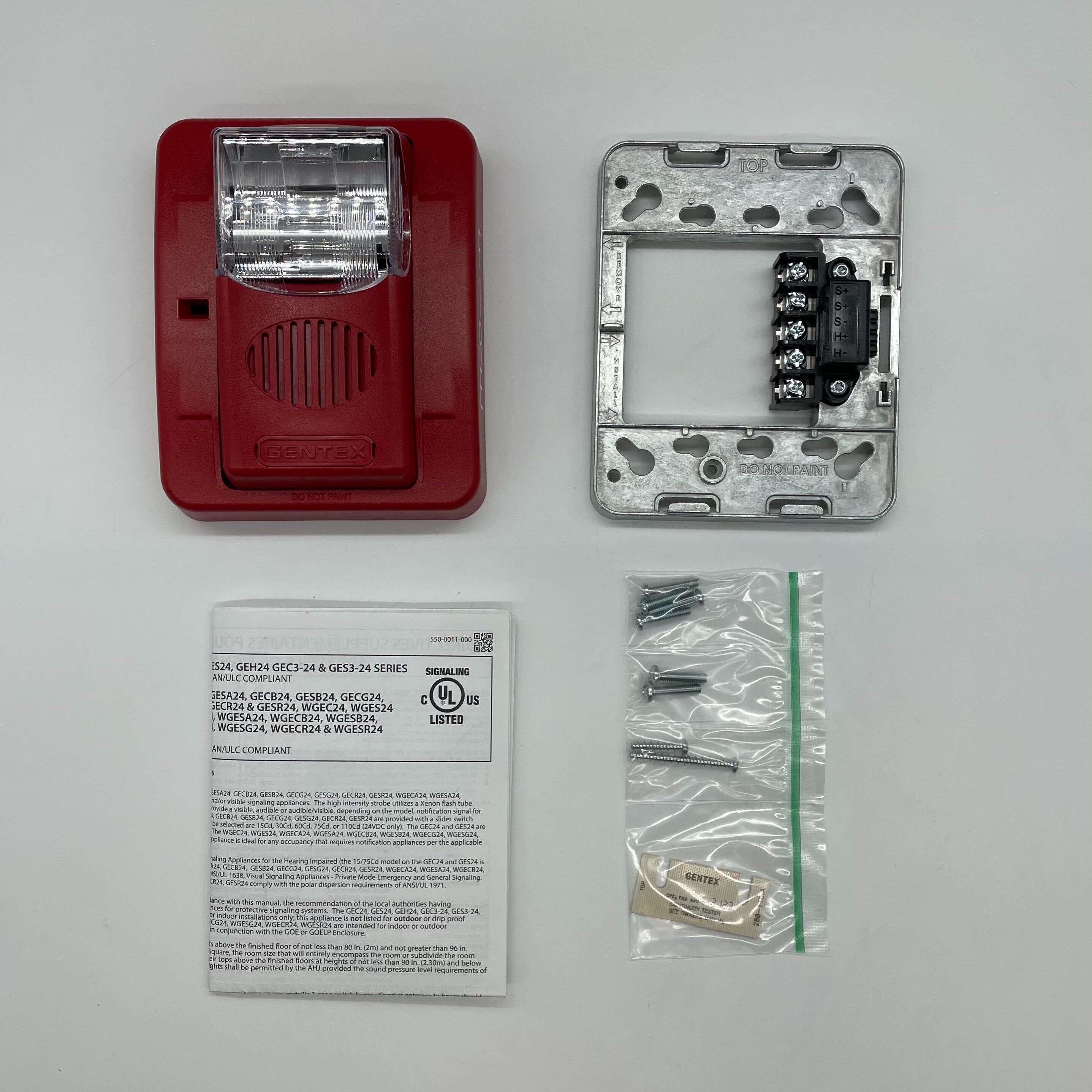 Gentex GEC3-24WR 24VDC Selectable Candela Low Profile Evacuation Horn Strobe - The Fire Alarm Supplier