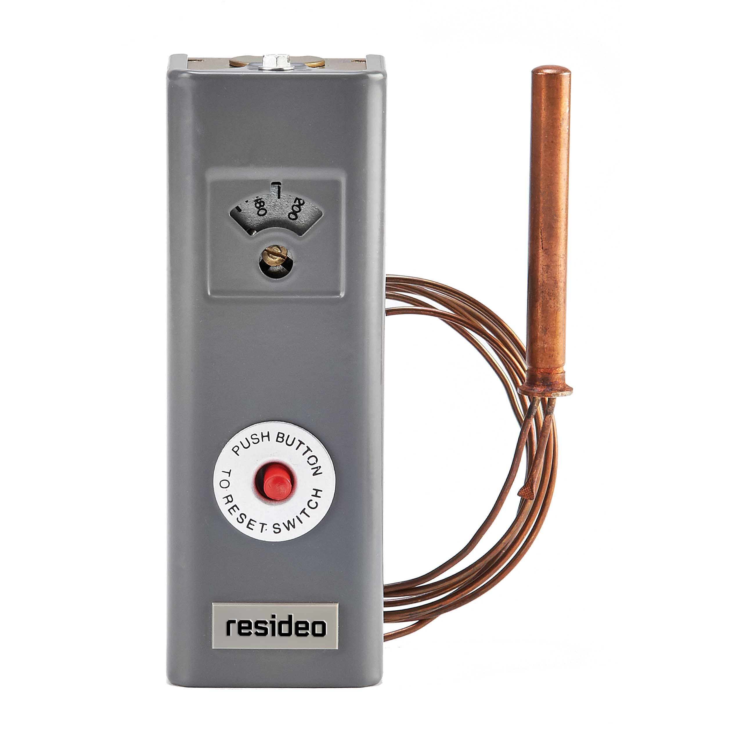 Resideo L6008A1242/U Low Limit & Circulator Remote Bulb Aquastat, 100-200-Degree(F) range, 5-30-Degree Adj Differential, L600