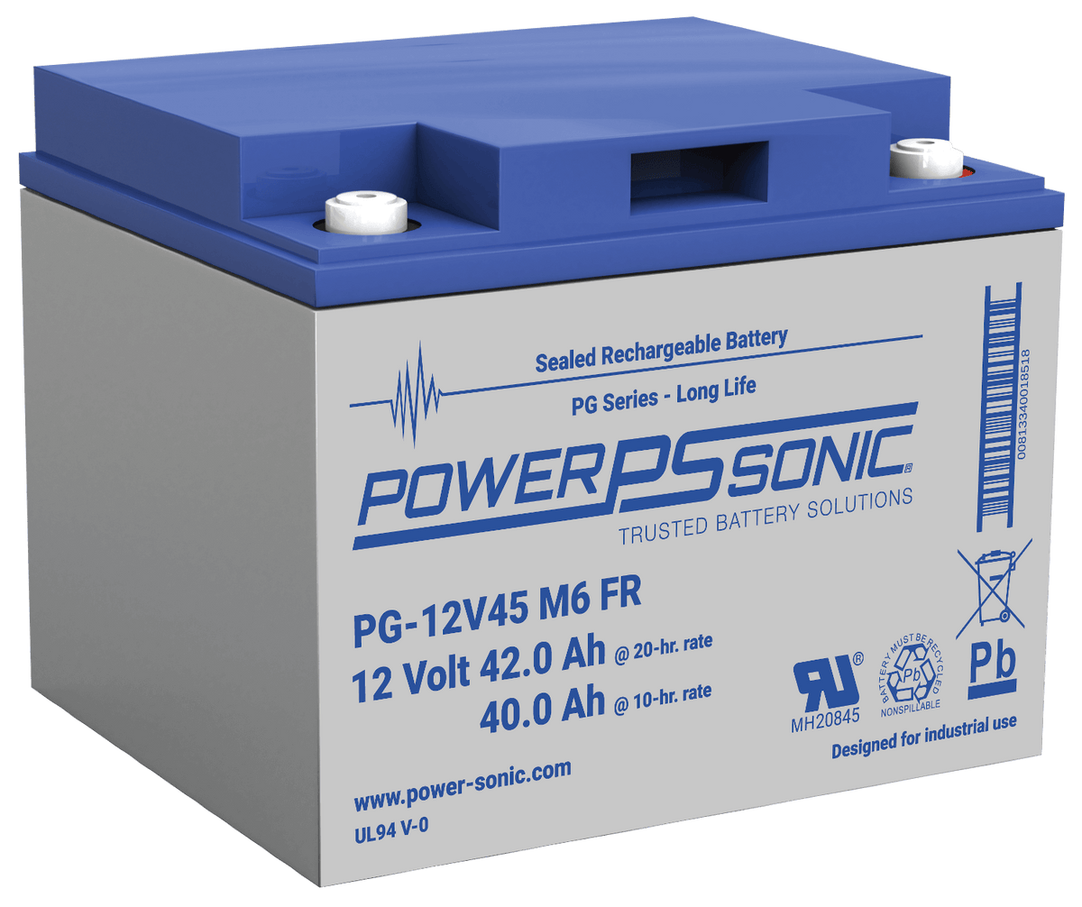 Power Sonic PG-12V45 M6 FR PG-12V45 M6 FR;LongLife;42AH 20hr Cap;V0