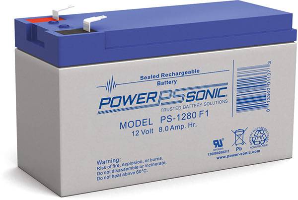 Power Sonic PS-1280F1 - ECOM PS-1280F1 12V8A Battery+ind.box; ECOM