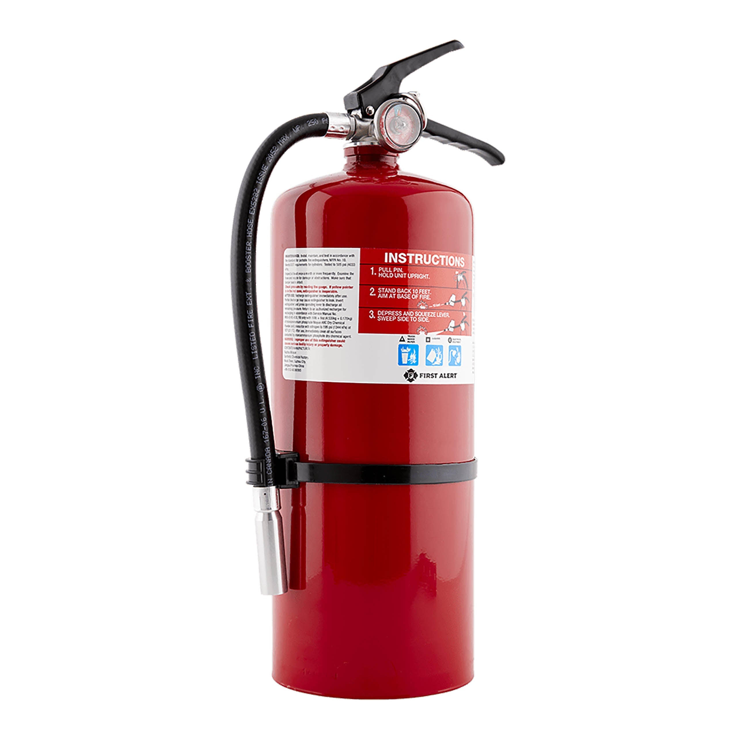 First Alert Rechargeable Commercial Fire Extinguisher UL rated 4-A:60-B:C (Red) - PRO10
