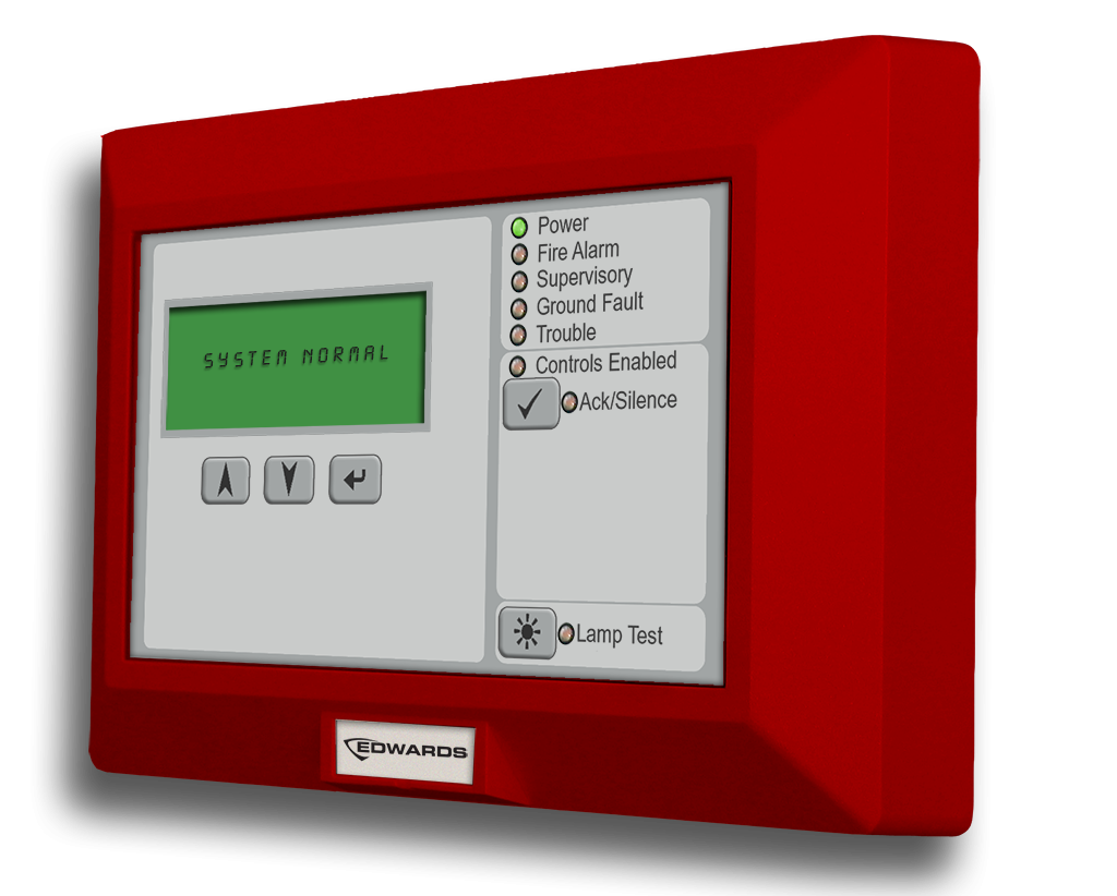 Edwards RLCD-R-2 Remote Annunciator Compatible with EDGE-ML Series, LCD, No Common Controls, Red, English, Edwards