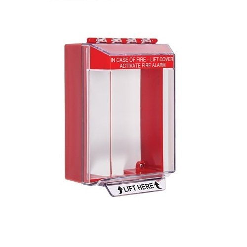 Red STI universal stopper cover with horn, low profile design, for vehicle safety and protection.