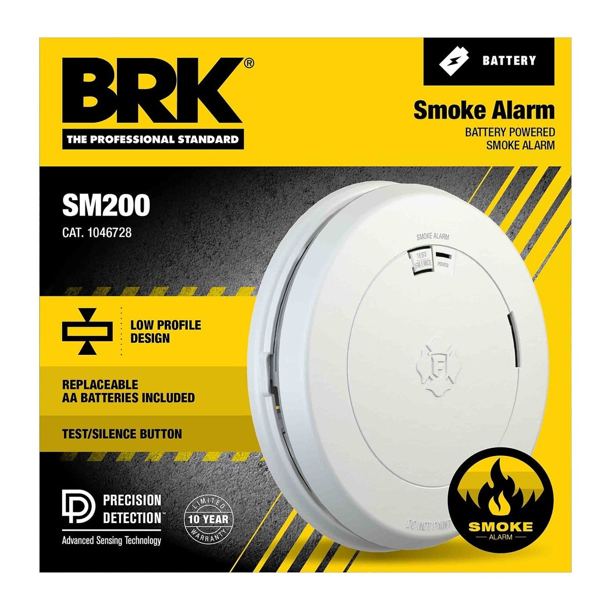 BRK SM200 Battery Powered Smoke Alarm Replaceable Battery Photoelectric (1046728)