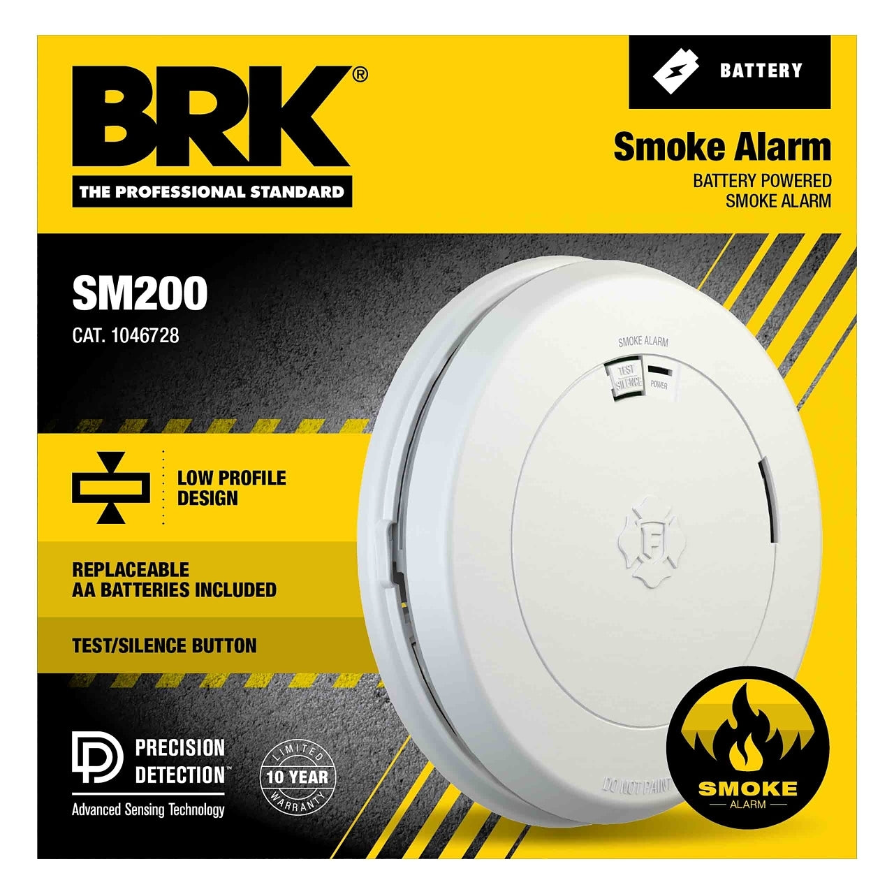 BRK SM200 Battery Powered Smoke Alarm Replaceable Battery Photoelectric (1046728)