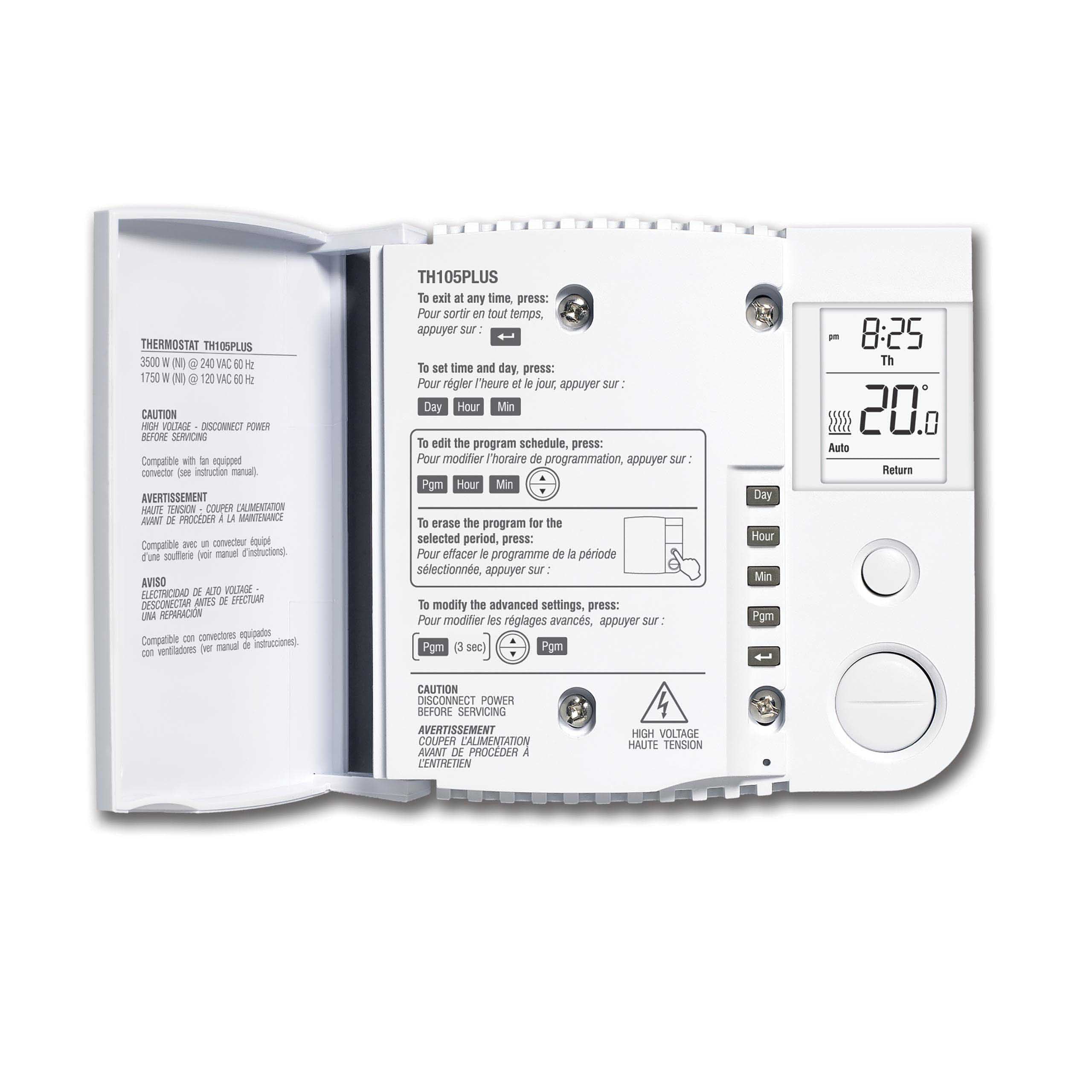 Resideo TH105PLUS/U Line Volt 5-2 programmable thermostat with TRIAC for electric heat