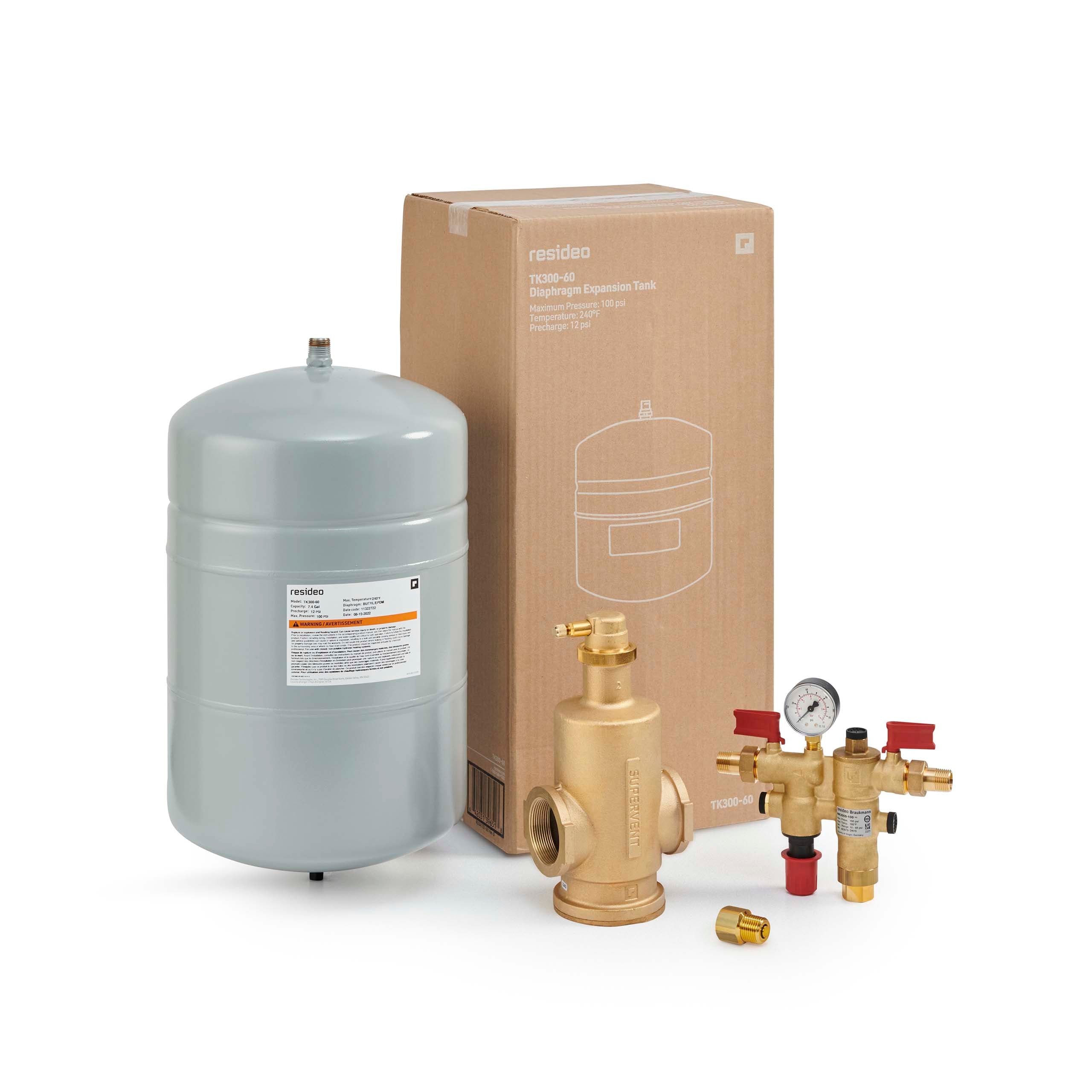 Resideo TK60PV200NK/U TK60 Boiler Trim Kit w/ 2" IPS Air Eliminator & Double-Check Backflow Preventer, TK60PV200NK