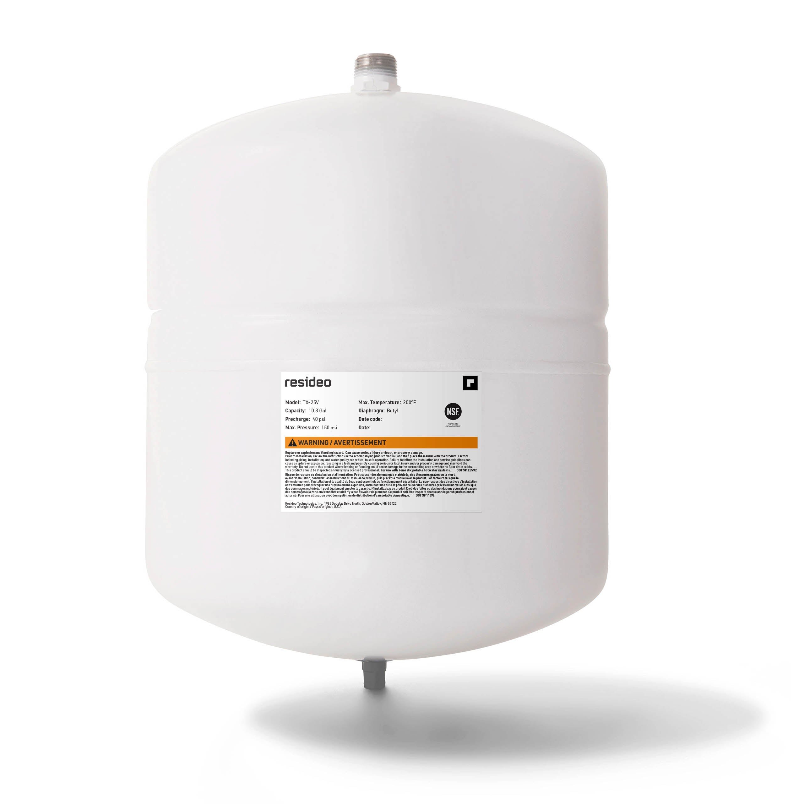 Resideo TX-25V/U TX-25V 3/4" Internal NPT Potable Expansion Tank, Vertical (10.3 Gallon)