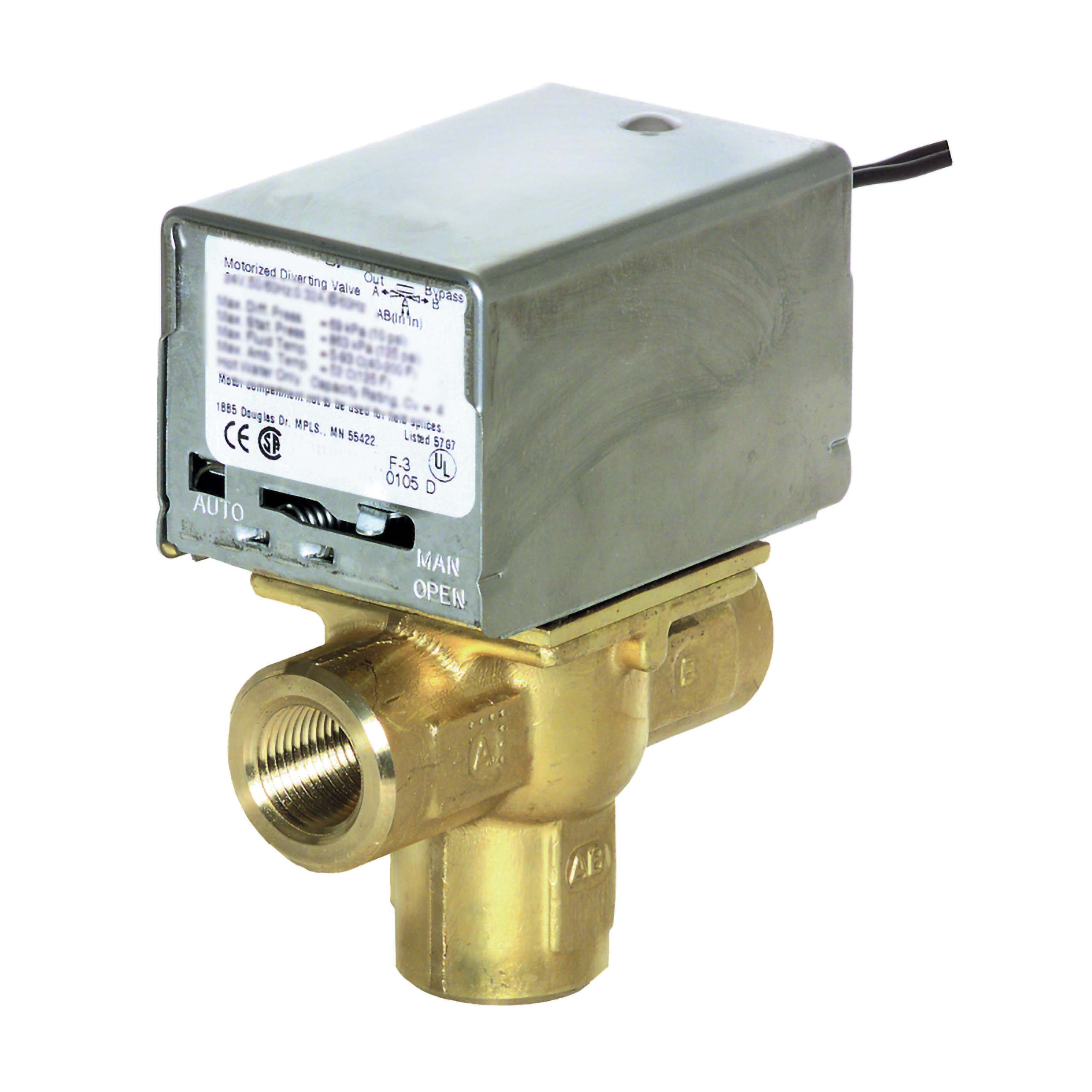 Resideo V8044A1135/U 1/2" NPT Connection 3 Way Zone Valve, port A normally closed (24v)