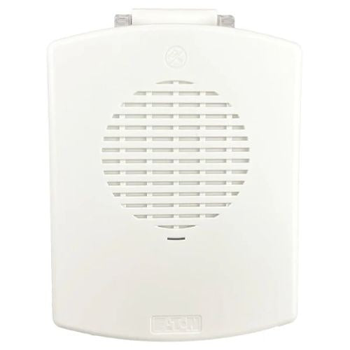 White Eaton Wheelock Eluxa outdoor 3R speaker with no label, designed for durable outdoor sound installation.