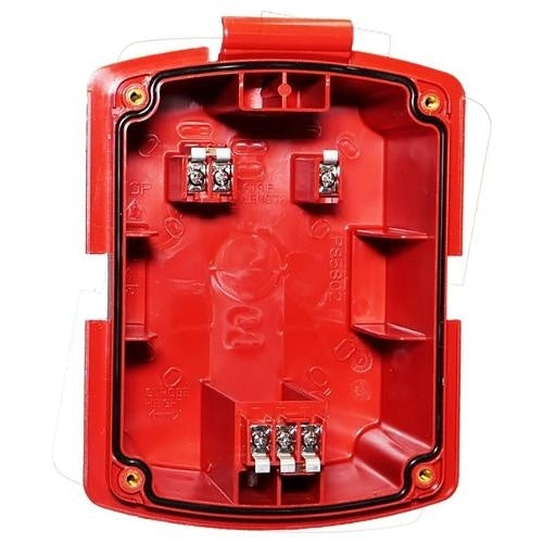 Eaton Wheelock EL4XBB-R NEMA 4X surface backbox for fire alarm systems, red color with durable weather-resistant construction.