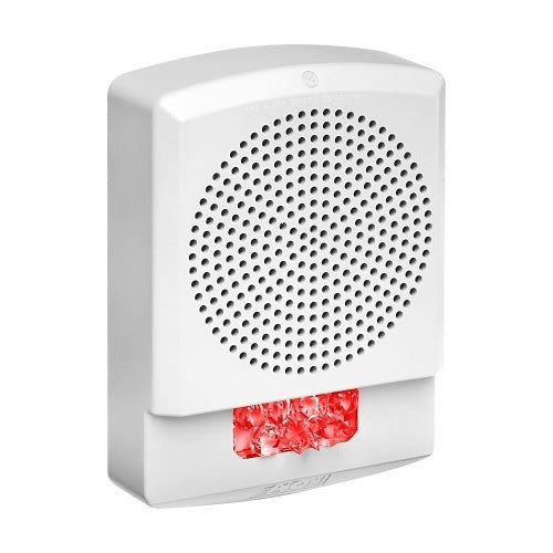 Eaton Wheelock Eluxa Multitone Strobe Horn without lettering, black and red device with mounting hardware visible
