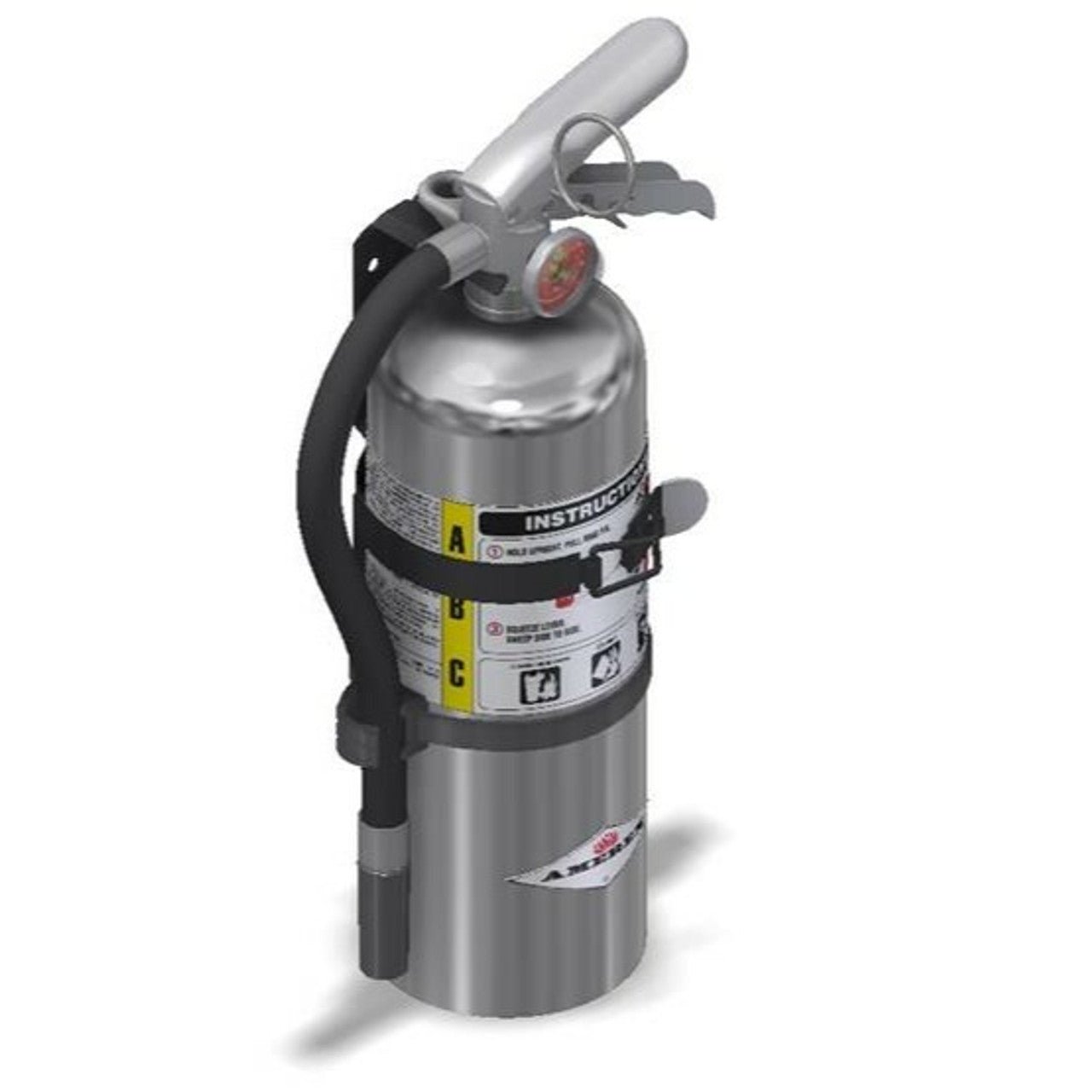 Amerex B402TC Chrome Fire Extinguisher, ABC, 5lb, 3A40BC, With Vehicle Bracket - The Fire Alarm Supplier