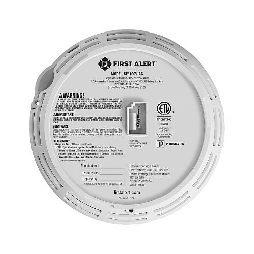 BRK SM100V - AC Interconnect Hardwire Smoke Alarm with Battery Backup (1046721) - The Fire Alarm Supplier