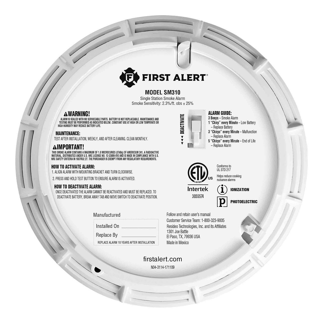 BRK SM310 10-Year Sealed Battery Smoke Alarm with Dual Sensor (1046767) - The Fire Alarm Supplier