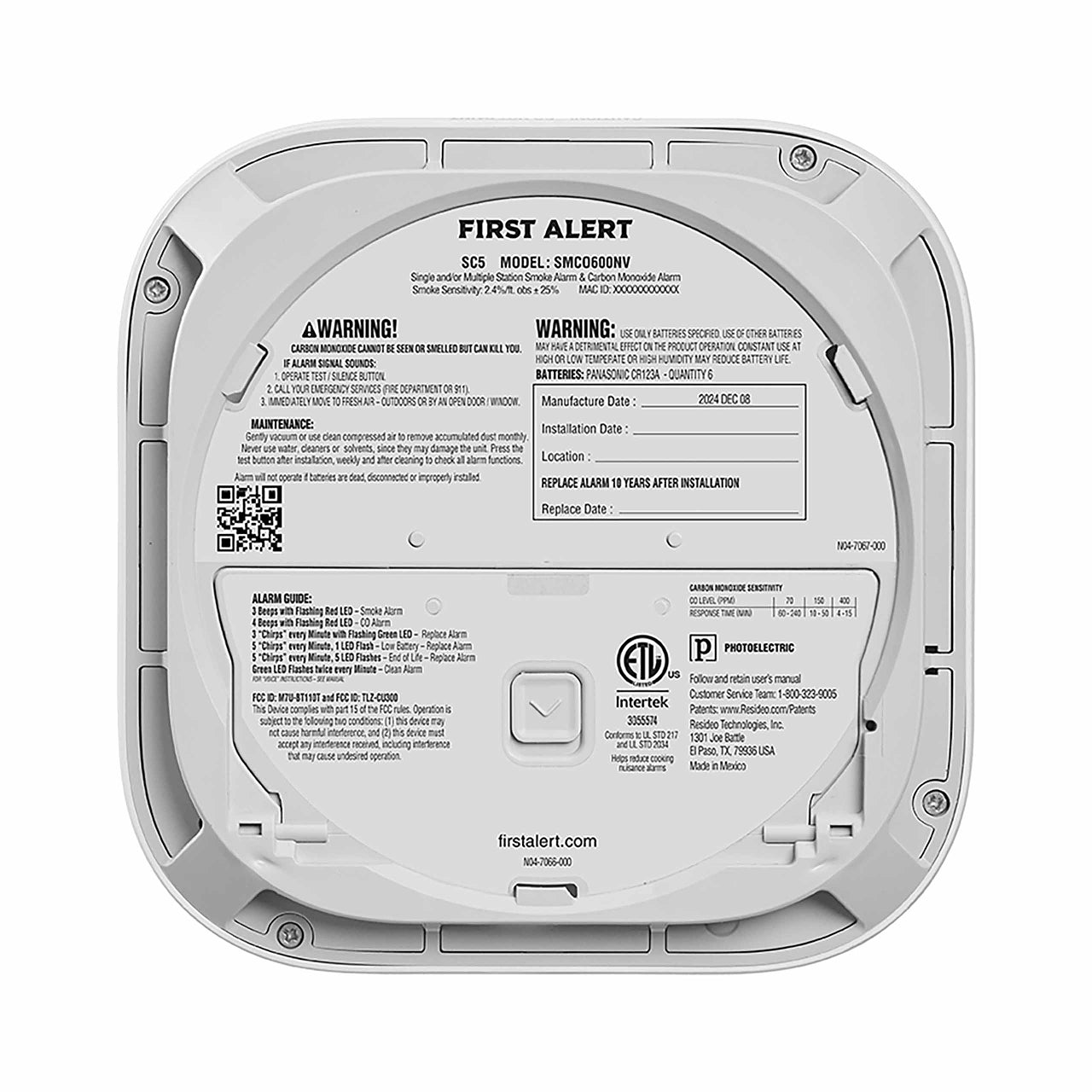 BRK SMCO600NV SC5 Battery Smart Smoke & CO Alarm Compatible with