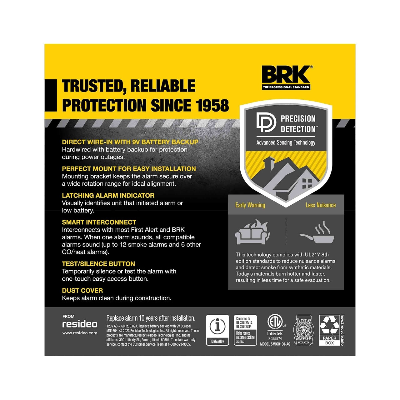 BRK SMICO100-AC Interconnectable Ion Smoke and CO Alarm (1046871) - The Fire Alarm Supplier