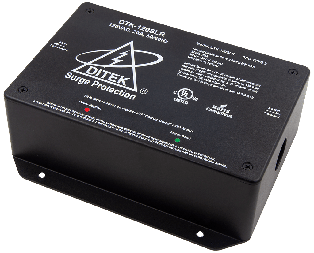 DITEK DTK-120SLR 120VAC, 20A Series Protector W Load Removal. UL1449 SPD Type 2