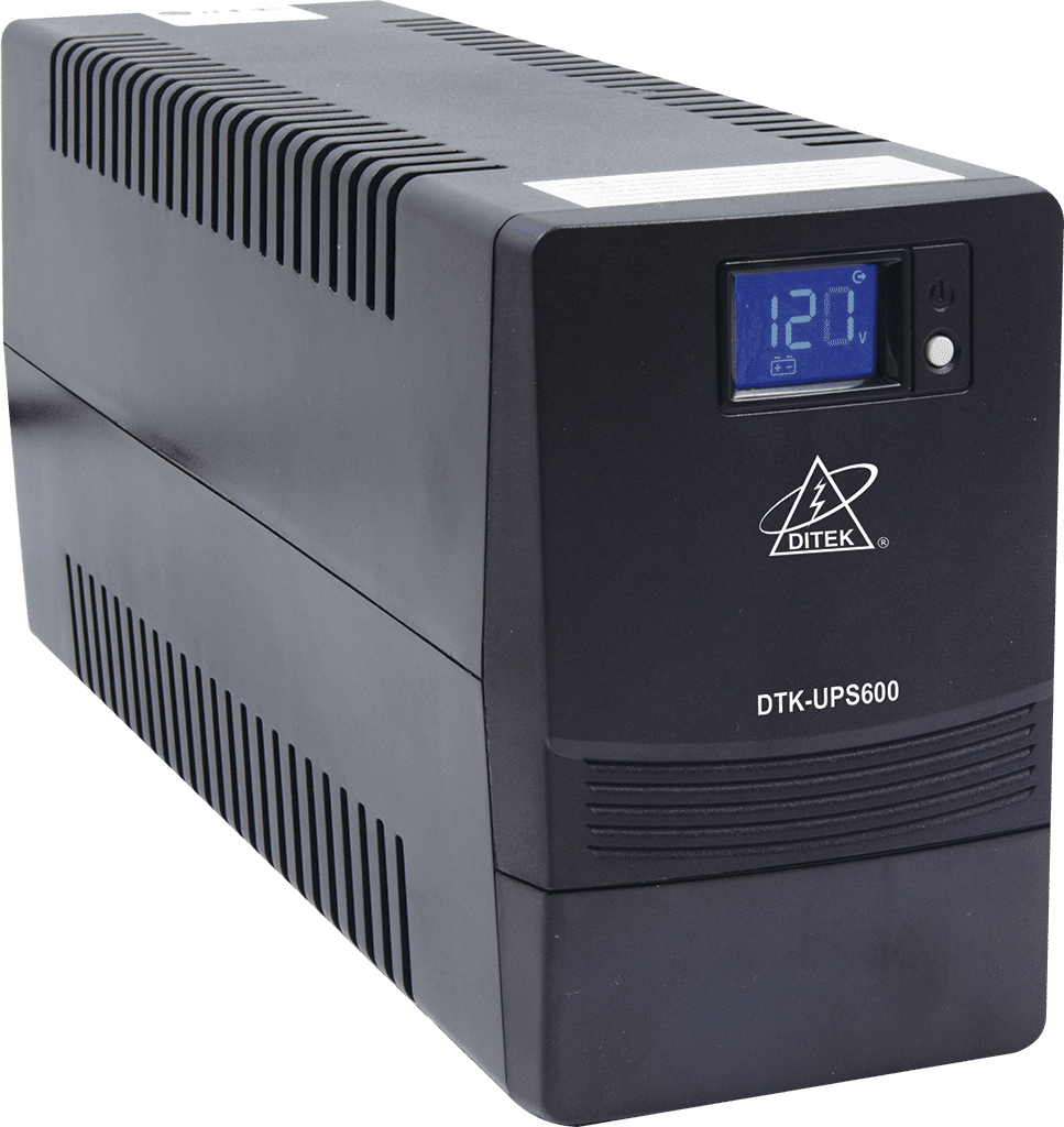 DITEK DTK-UPS600 Line Interactive UPS 600VA360W, 120V, 6 NEMA Outlets, LCD Display, RJ45 Port