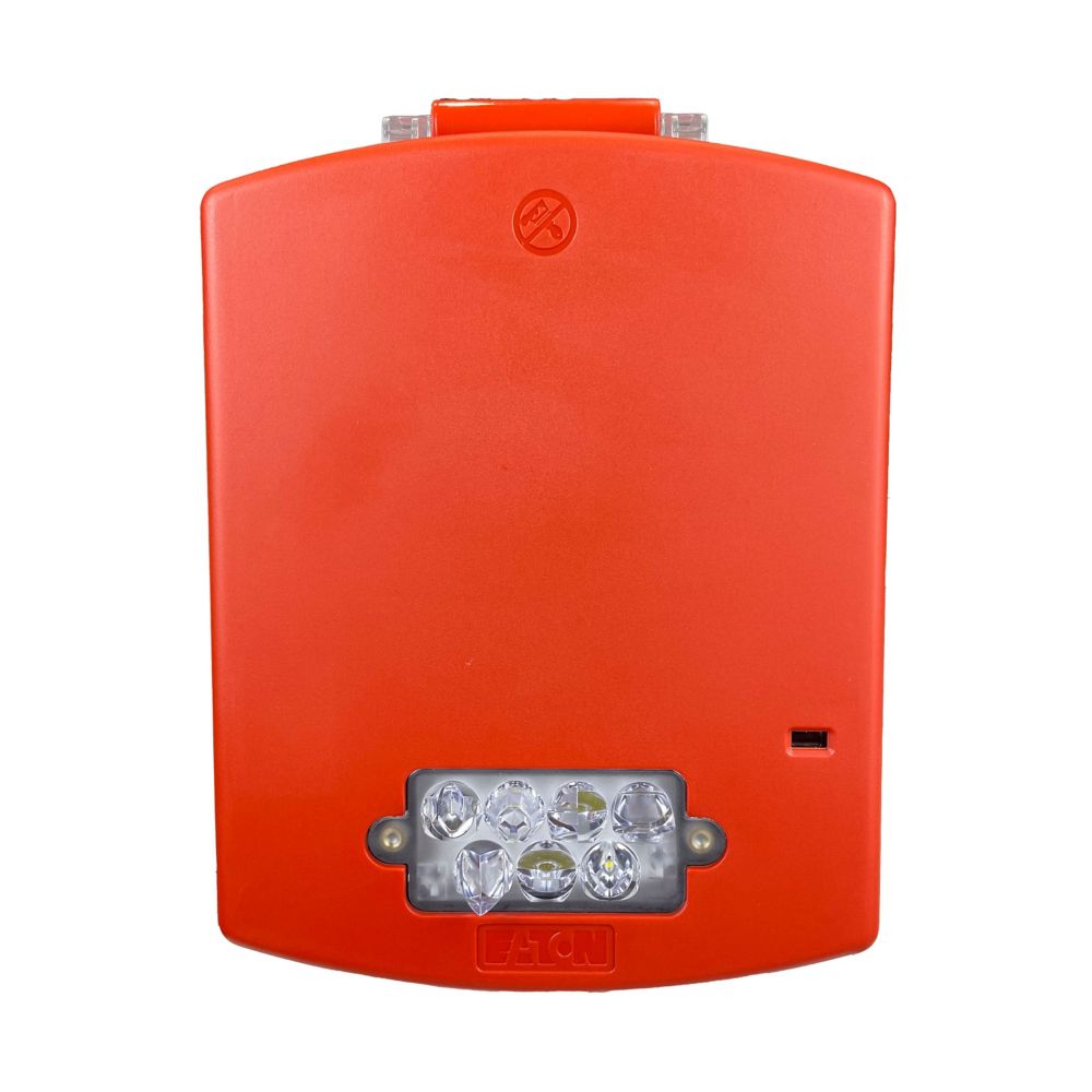 Eaton Wheelock Eluxa NEMA 4X Strobe light, industrial warning strobe with rugged enclosure, mounted and ready for emergency signaling.