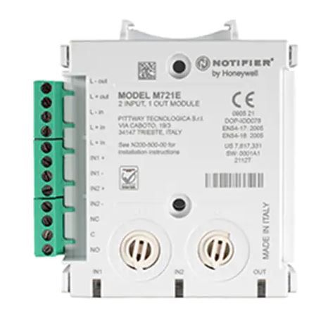 Notifier M721E Analogue Addressable Dual INPUT Monitor and SINGLE OUTPUT Relay Module Complete with End of Line Resistors, Plug-in Screw Connections