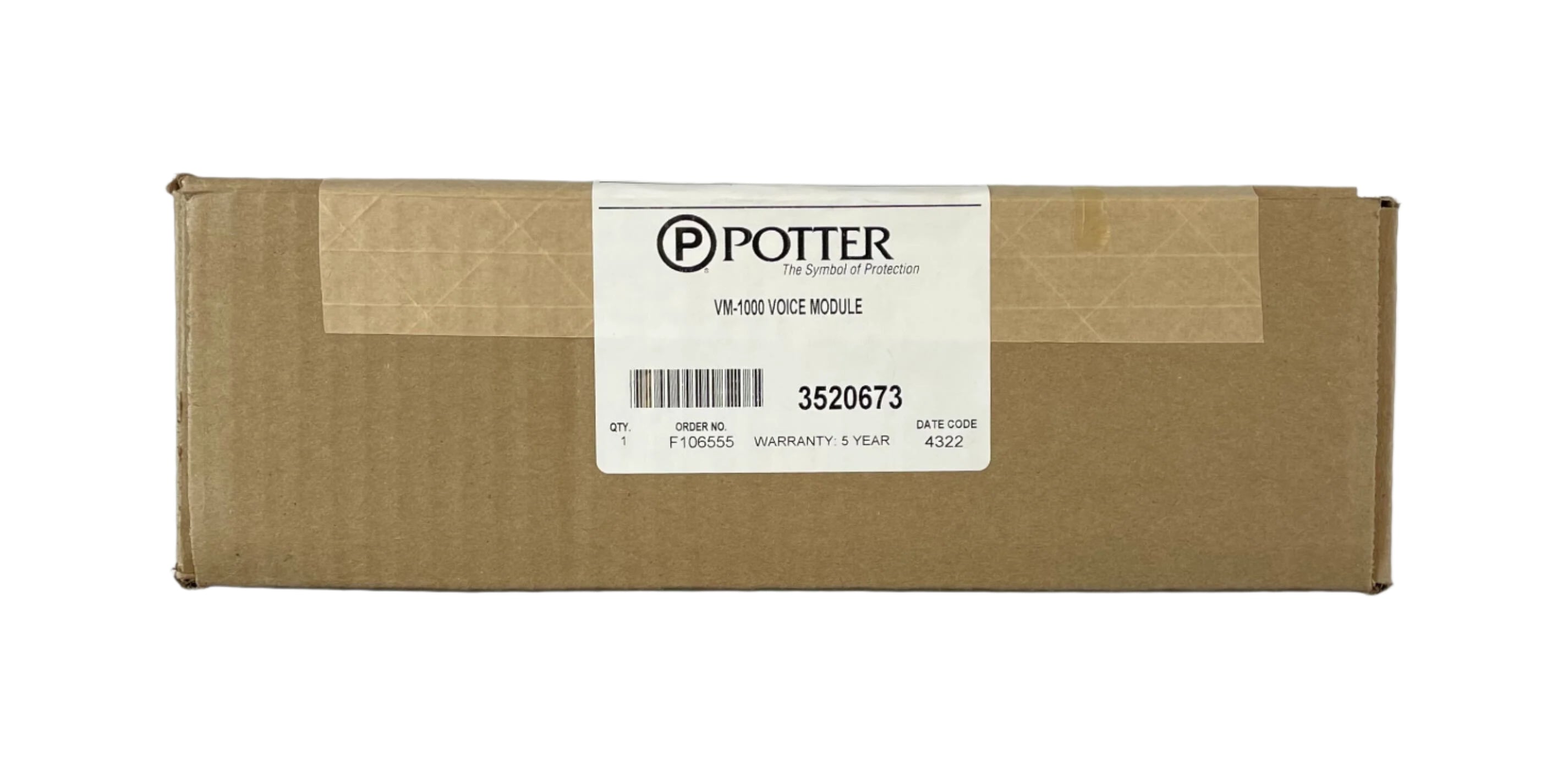 Potter VM-1000 Voice Module for fire alarms, mounted on wall, displaying control panel and wiring for emergency alerts.