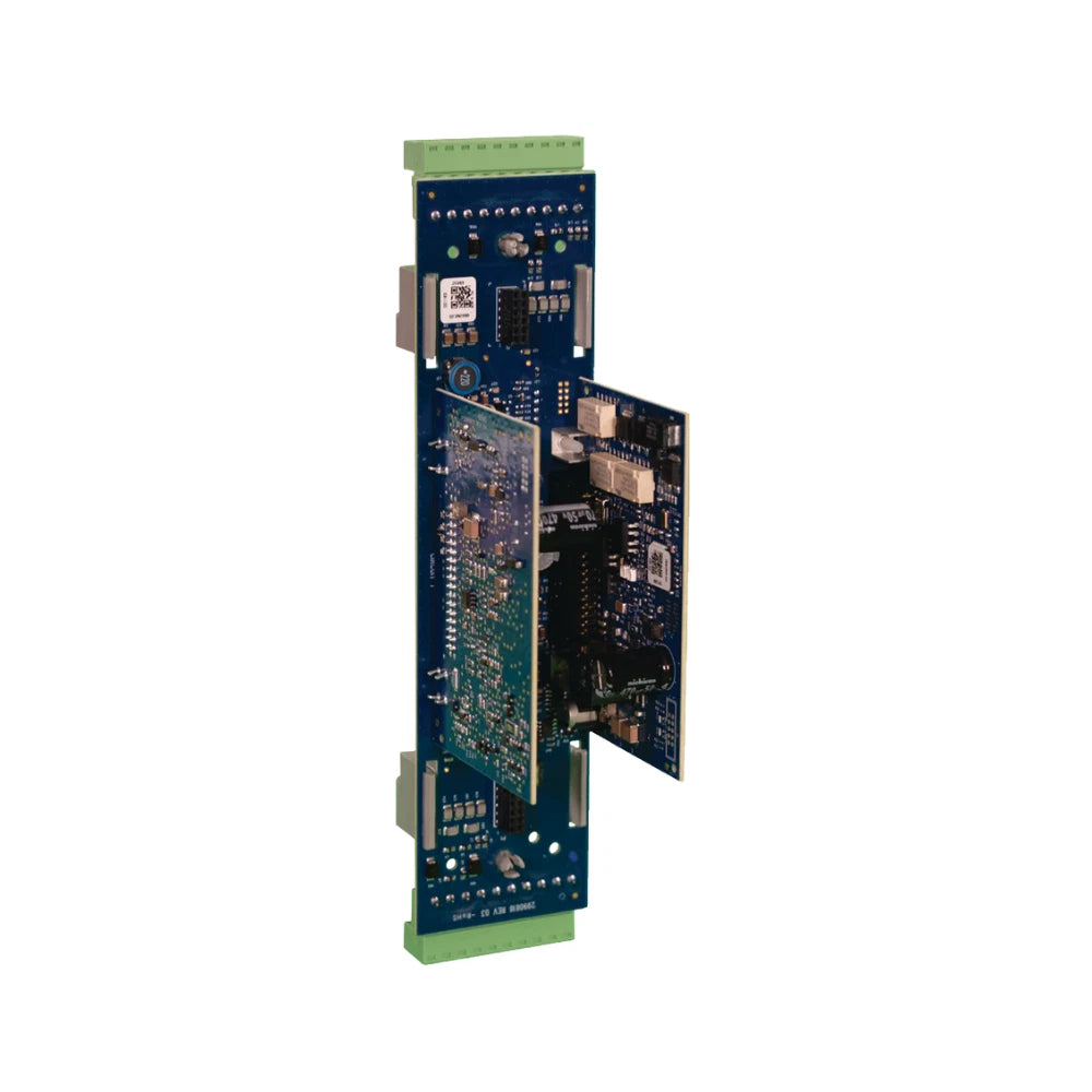 Edwards 4-SDDC EST4 dual signature driver controller for fire alarms, shown with electronic components on a circuit board.