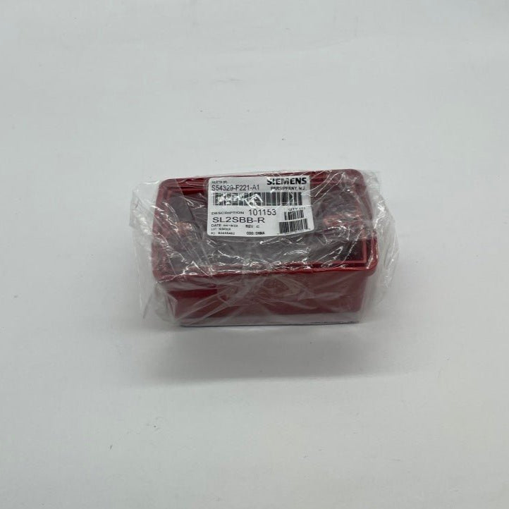 Red Siemens SL2SBB-R back box wall mount for electrical installations, featuring a sturdy metal construction.