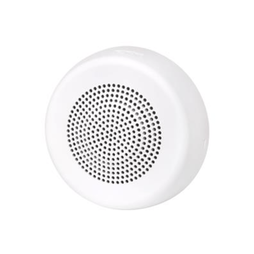 White Siemens SL2SPCWN ceiling speaker with no strobe, designed for clear audio in commercial or residential spaces.