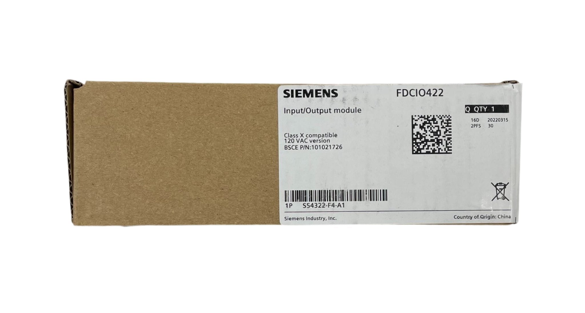 Siemens FDCIO422 four-input output module showing multiple connection ports and input/output terminals on a gray industrial module