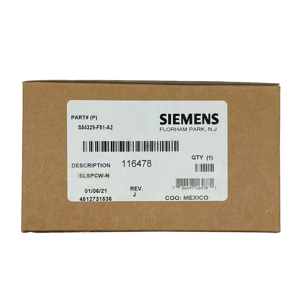 White Siemens SLSPCW-N ceiling speaker mounted on the ceiling, designed for high-quality sound in residential or commercial spaces.