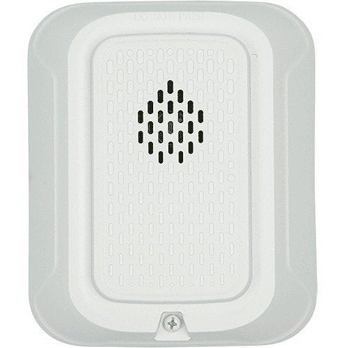 System Sensor CHWL White Wall Chime, a simple and elegant doorbell chime mounted on the wall for home or office use.